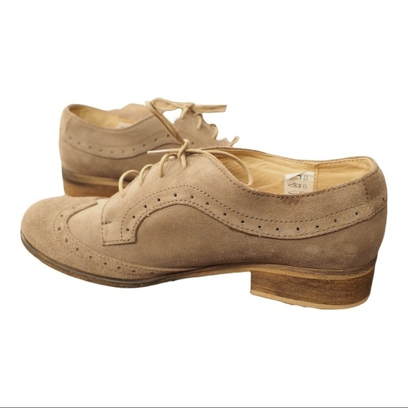 Julia Bo sz 35 US 5.5 tan suede wingtip derby shoes - Picture 2 of 15